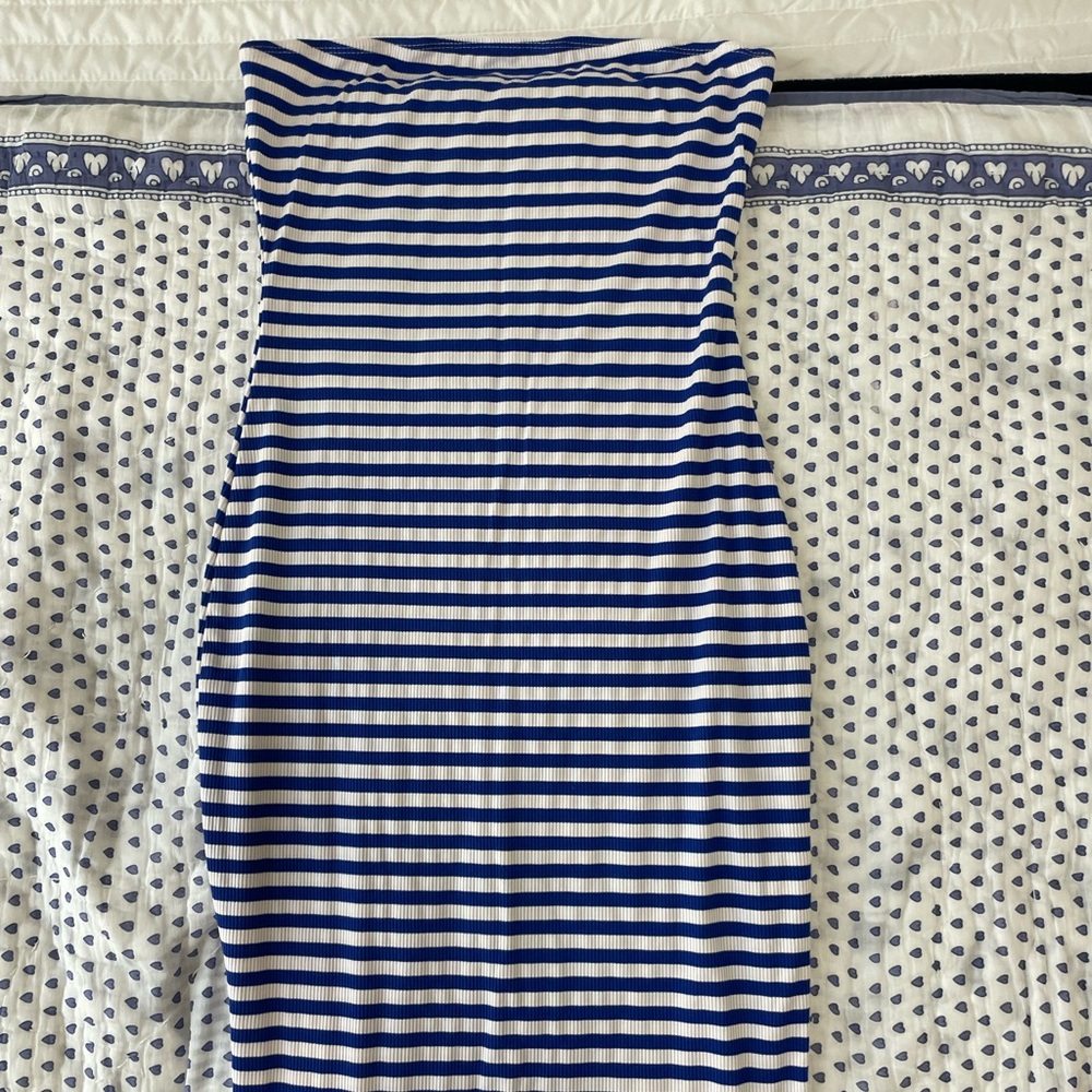 Blue and white striped sundress